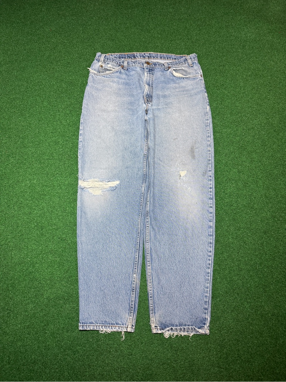 Levis 560 38x32 Loose Baggy Jeans Vintage 90s Light Wash Distressed Orange Tab